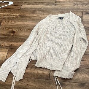 Cream Chunky Knit Cardigan Sweater